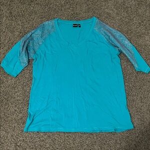 Cruel brandTurquoise Top with Glitter Sleeves